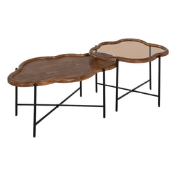 Hoofdtafel Zwart Natuurlijk Kristal Ijzer Rubberwood 89 x 50 x 40 cm (2 Stuks)