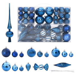 Kerstballen 98 st 3/4/6 cm blauw