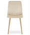 Velvet stoel - 2 stuks - lichtbeige - houtkleurige poten