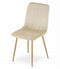 Velvet stoel - 2 stuks - lichtbeige - houtkleurige poten