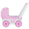 Poppenwagen - hout - roze kap - antislip wielen