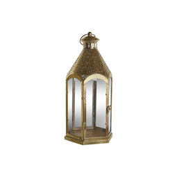 Kaarshouder Home ESPRIT Gouden Metaal Kristal 23 x 23 x 48 cm