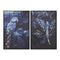 Schilderij Home ESPRIT Blauw Zwart Gouden Papegaai Tropisch 83 x 4 x 123 cm (2 Stuks)