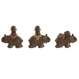Decoratieve figuren Home ESPRIT Bruin Oranje Koraal Limoen Hars Monnik Orientaals 13 x 6 x 12,5 c...