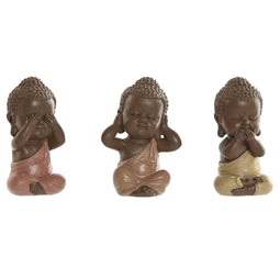 Decoratieve figuren Home ESPRIT Oranje Koraal Limoen Hars Boeddha Orientaals 5,5 x 5 x 10,5 cm (3...
