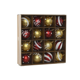 Kerstballen Home ESPRIT Rood Gouden PVC 25 x 6 x 25 cm (16 Onderdelen)