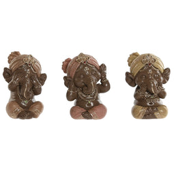 Decoratieve figuren Home ESPRIT Oranje Koraal Limoen Hars Orientaals 7,5 x 6,5 x 9 cm (3 Stuks)