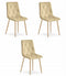 Fluwelen stoel - 3 stuks - beige - houtkleurige poten