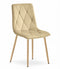 Fluwelen stoel - 3 stuks - beige - houtkleurige poten