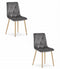 Fluwelen stoel - 2 stuks - donkergrijs - houtlook poten