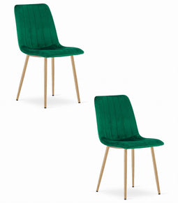 Fluwelen stoel - donkergroen - 86x45x55 cm - metaal poten