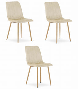 Beige eetkamerstoelen - set van 3 - velvet - 86x45x55 cm