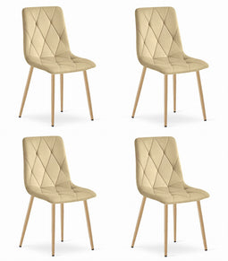 Fluwelen stoel - 4 stuks - beige - 86.5x45x54 cm