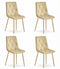 Fluwelen stoel - 4 stuks - beige - 86.5x45x54 cm