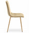 Eetstoelen - 2 stuks - beige velours - houtlook poten