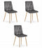 Fluwelen stoel - 3 stuks - roze - houtlook poten - 86.5x45x54 cm