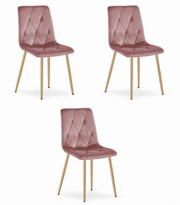 Fluwelen stoel - set van 3 - donkergrijs - 86.5x45x54 cm