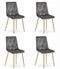 Fluwelen stoel - 4 stuks - roze - houtkleurige poten
