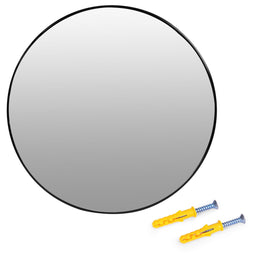 Ronde spiegel zwart - 80 cm diameter - geborsteld aluminium - inclusief montagekit