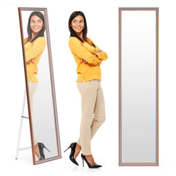 Spiegel staand - aluminium frame - 37x30x147 cm - antislip poten