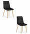 Zwarte eetkamerstoelen - 2 stuks - fluweel - houtimitatie poten