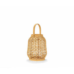 Kaarshouder Alexandra House Living Natuurlijk Glas Rotan 23 x 29 x 23 cm
