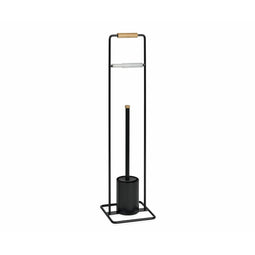 Toiletpapierhouder met borstelstandaard Alexandra House Living Zwart Beige Metaal Rubberwood 18 x...
