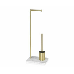 Toiletpapierhouder met borstelstandaard Alexandra House Living Wit Gouden Metaal Polyresin 27 x 7...