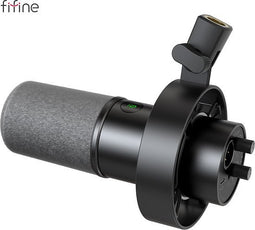 Fifine USB/XLR Dynamische Microfoon - Studio Microfoon - Touch-Mute - Hoofdtelefoonaansluiting - Volumeregeling - Met Schokbevestiging - Podcasts - Zang - Streamen - Voor PC Of Geluidskaart Opname-K688 - Zwart