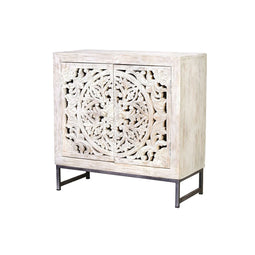 Dientafel Alexandra House Living Wit Grijs Ijzer Mangohout 80 x 81 x 35 cm
