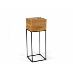 Bloempot met standaard Alexandra House Living Bruin Zwart Metaal Gerecycleerd Hout 28 x 28 x 75 cm