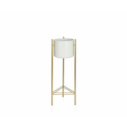 Bloempot met standaard Alexandra House Living Wit Gouden Metaal 28 x 80 x 28 cm