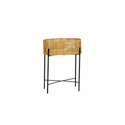 Bloempot met standaard Alexandra House Living Zwart Natuurlijk Metaal Synthetische rotan 20 x 66...