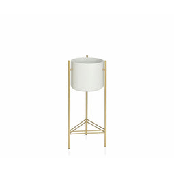 Bloempot met standaard Alexandra House Living Wit Gouden Metaal 27 x 65 x 27 cm