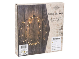 HIT - Bol zwart 20 cm 50LED timer ip44 b/o 3xAA