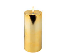 Lumineo - LED kaars d7h17.5 cm goud/warm wit