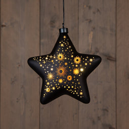 Anna's Collection - B.O.T. Star Glass Black Star 19 cm 10 Led Warm White