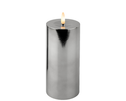 Lumineo - LED kaars d7h17.5 cm zilver/warm wit