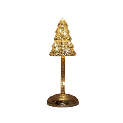 Anna's Collection - Kerstboompje op stam glas led op batterij met timer h25.5 cm mercury goud