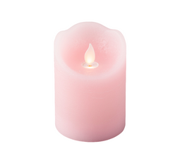 Lumineo - LED waving kaars d8h10 cm roze/warm wit