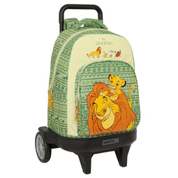 Schoolrugzak met Wielen Mufasa Groen Beige 33 x 45 x 22 cm