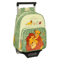 Schoolrugzak met Wielen Mufasa Groen Beige 27 x 33 x 10 cm