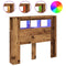 Hoofdeinde met LED 120x18,5x103,5 cm bewerkt hout oud hout