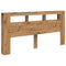 Hoofdeinde met LED 200x18,5x103,5 cm hout artisanaal eikenkleur