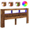 Hoofdeinde met LED 200x18,5x103,5 cm bewerkt hout oud hout