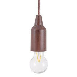 Gloeilampvormige lamp Pull & click Walnoot