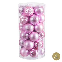 Kerstballen Roze Plastic Ø 6 cm (30 Stuks)