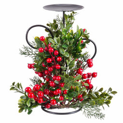 Kroonkandelaar Rood Groen Metaal Plastic Kerstmis 15 x 15 x 25 cm