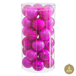 Kerstballen Fuchsia Plastic Ø 6 cm (30 Stuks)