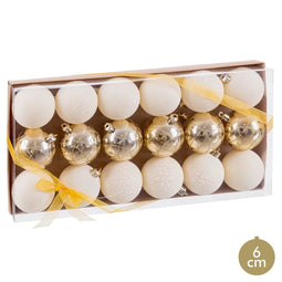 Kerstballen Gouden Plastic Ø 6 cm (18 Stuks)